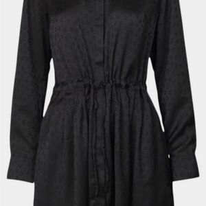 SAMSOE Monique Long Sleeve Shirt Dress in Black Floral Size Large